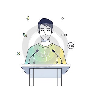 Young Man Giving a Speech at Podium