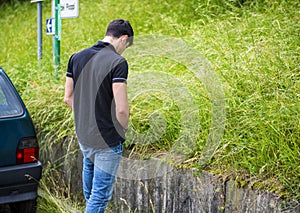 Young Man at the Grassy Roadside