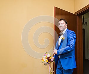 Young man or groom waiting woman bride