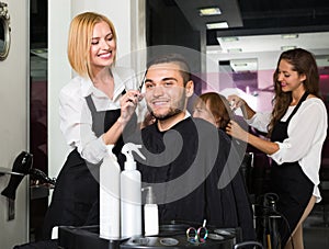 Young man at the hair salon