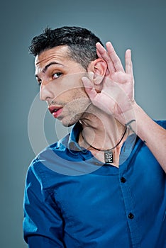 Young Man with a Hand in the Ear