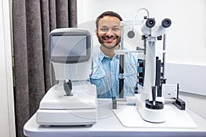 Young man having an examination in a ophtalmological clinic