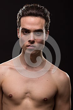 Young man head face closeup jawline