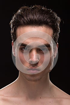 Young man head face closeup jawline