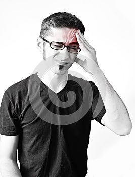 Young man with headache