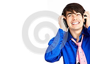 Young man with headset