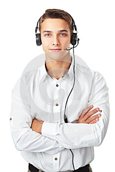 Young man with a headset