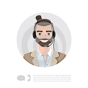 Young Man With Headset Vector Character