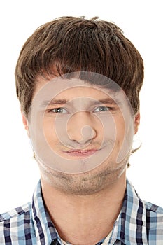 Young man with hiccup