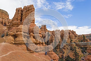 Young Man Hiking in the Colorful Rock Formations of Red Canyon Utah