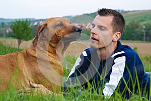 Young man and his dog