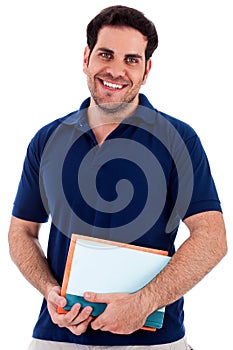 Young man holding notepad