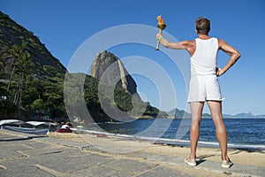 Young Man Holding Sport Torch Rio de Janeiro