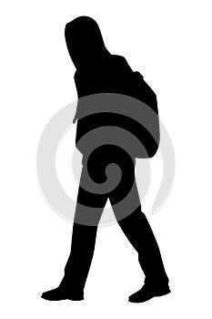 Young man in hood silhouette vector on white background