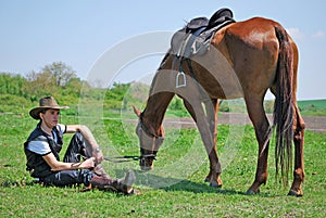 Young man and horse