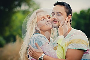 Young man hugging