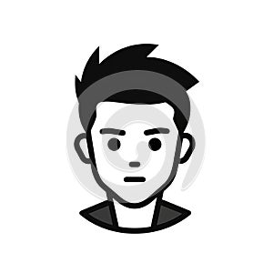 Cute Cartoonish Man Icon With Short Hair In Black And White photo