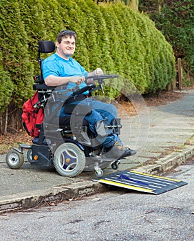 Young man with infantile cerebral palsy.