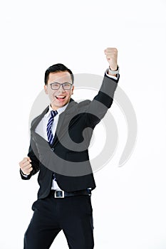 Young man on isolated white background