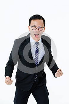 Young man on isolated white background