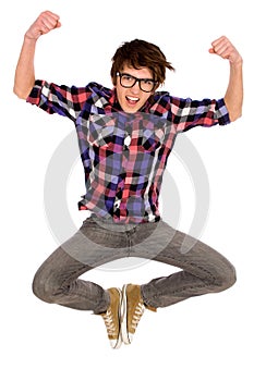 Young man jumping