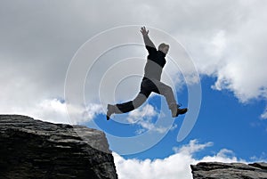 Young man jumping