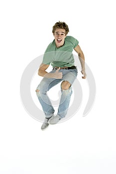 Young Man Jumping In Air