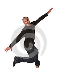 Young man jumping of joy photo