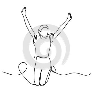 The young man jumps in the air. Jumping boy. Vector illustration.