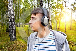 Young Man listen to the Music