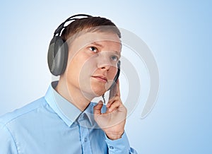 Young man listening music