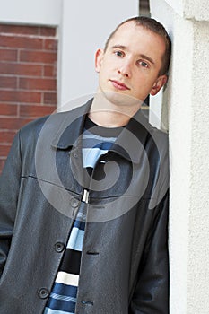 Young man looking attentively photo