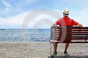 Young man looking at sea landscape