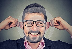 Young man making silly faces