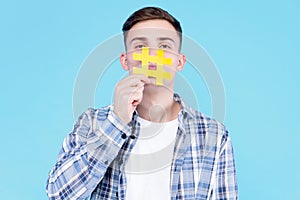 Young man male isolated on blue background