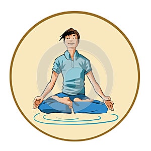 Young man meditating