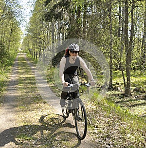 Young man on mountain-bike