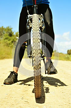 Young man on a mountain bike