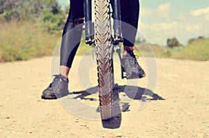 Young man on a mountain bike