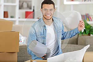 young man moving houses