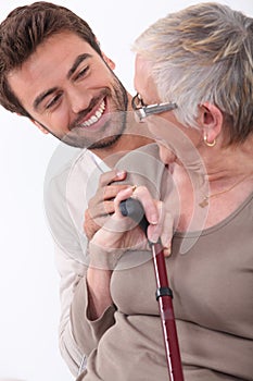 Young man and older woman