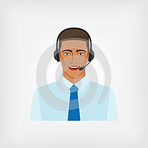 Young man operator call center