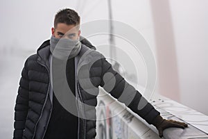 Young man outdoor in winter fashion