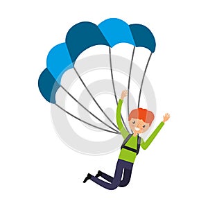 Young man with parachute