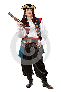 Young man in pirate costume