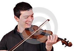 Young man play violin