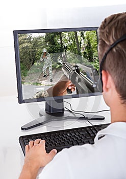 Young Man Playing Computer Games