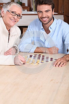 Young man playing game