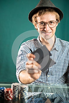 Young man playing and smiling