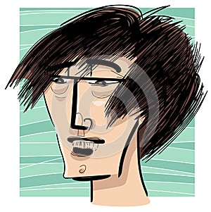 young man portrait caricature cartoon drawing illustration